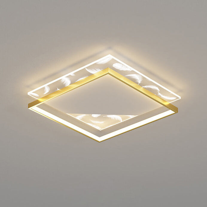 Modern Acrylic Light Luxury Square Feather Design LED Flush Mount Light