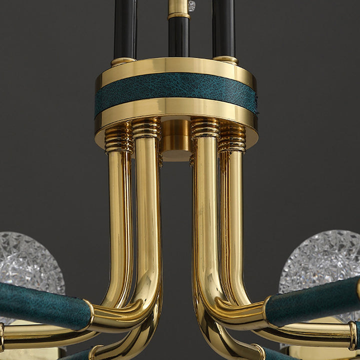 Lustre LED en cuivre massif rond moderne de luxe léger 