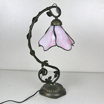 Tiffany Einfache Blütenblatt Harz Buntglas 1-Licht Tischlampe 