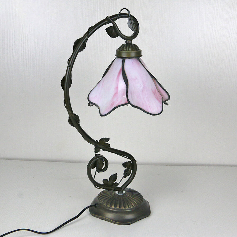 Tiffany Simple Flower Petal Resin Stained Glass 1-Light Table Lamp