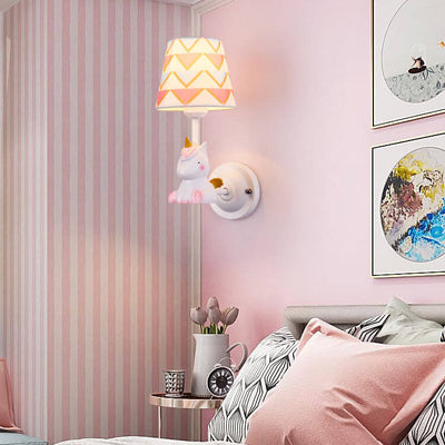 Cartoon Creative Fabric Resin 1-Light Wall Sconce Lamp