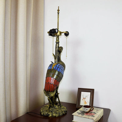 Lampe de table Tiffany en verre teinté à 3 lumières, luxe léger rétro européen, grue féminine 