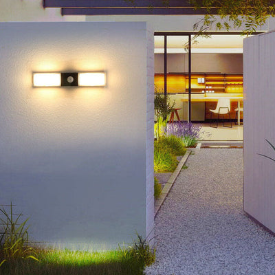 Modern Simple Rectangular Aluminum PC Induction Outdoor Waterproof LED Wall Sconce Lamp