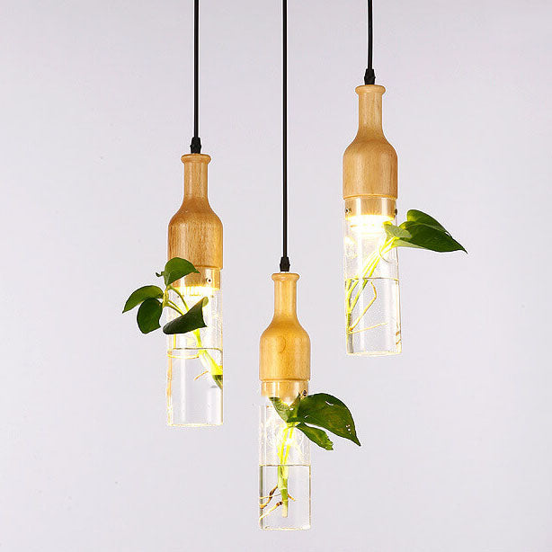 Nordic Creative Glass Bottle Hydroponic Plants 1-Light Pendant Light