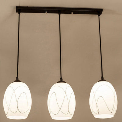 Moderner, minimalistischer, gestreifter Glasinsel-Leuchter mit 3 Leuchten