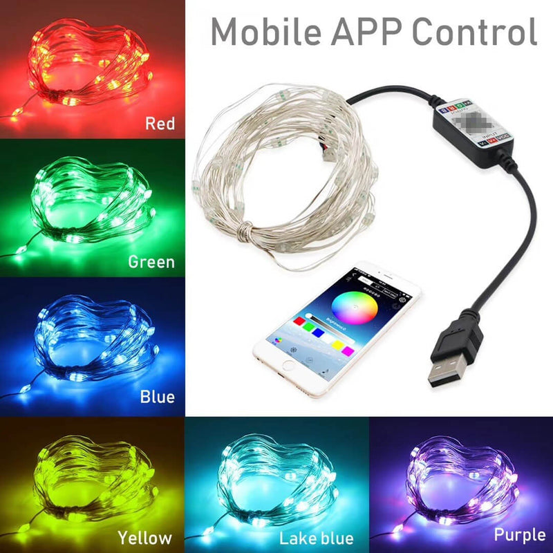 Guirlandes Lumineuses Décoratives Intelligentes Musique USB Bluetooth Application Fil de Cuivre Lumières Décoratives 