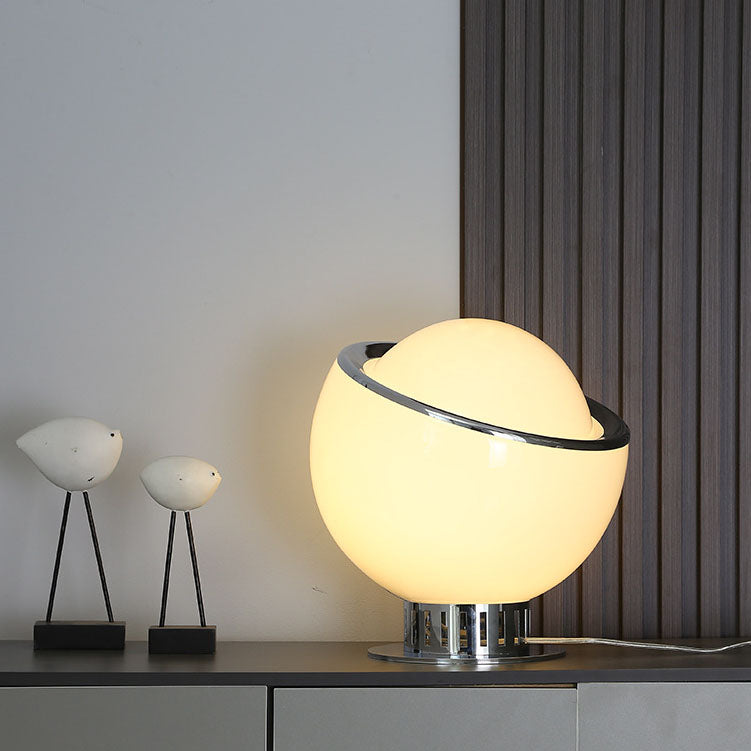 Lampe de table à 1 lumière en verre et fer à tête ronde moderne et colorée 