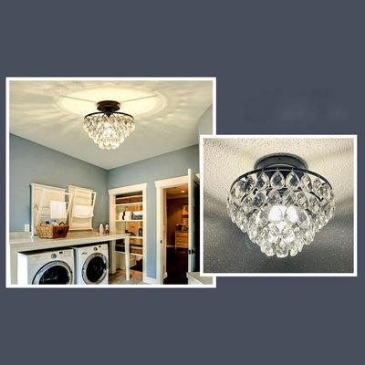 Vintage Luxury Crystal Tassel 1-Light Semi-Flush Mount Ceiling Light