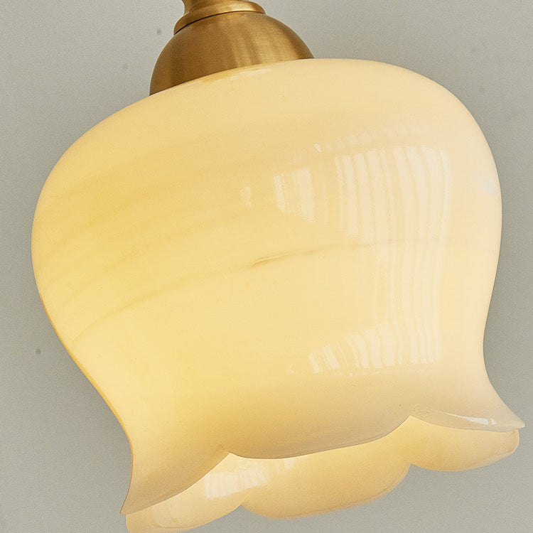 Traditional French Suzuki Copper Ceramic 1-Light Pendant Light For Bedroom