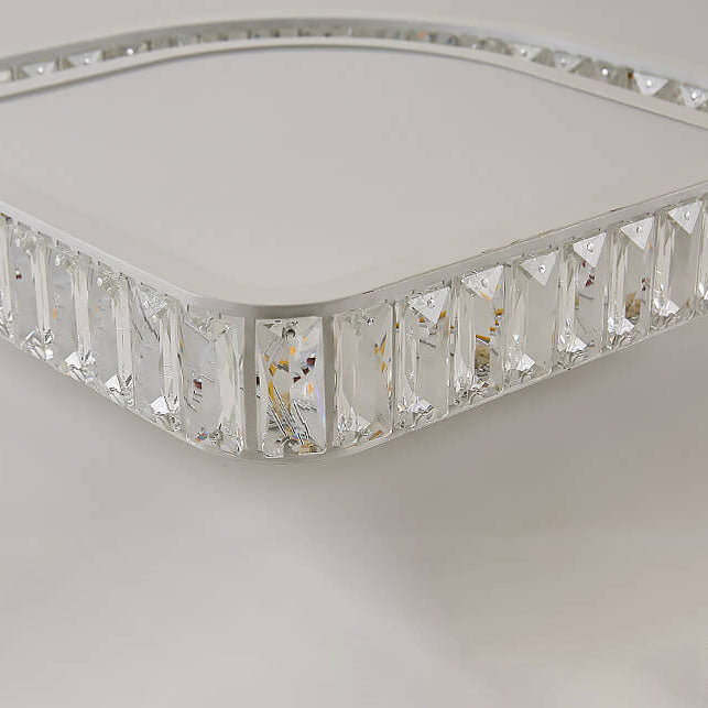 Contemporary Luxury Rectangular PC Iron Crystal LED Flush Mount Light For Living Room &amp; Bedroom