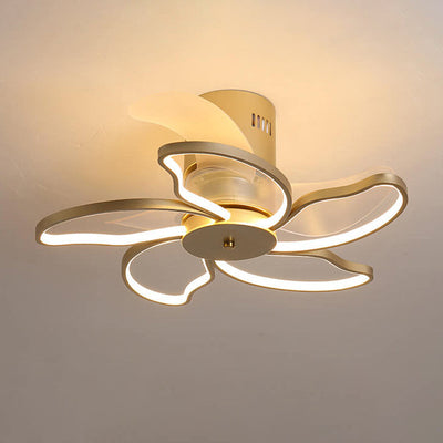 Nordic Minimalist Petal Shaped LED Semi-Flush Mount Ceiling Fan Light