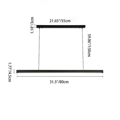 Modern Minimalist Walnut Aluminum Straight Line LED Island Light Chandelier For Dining Room