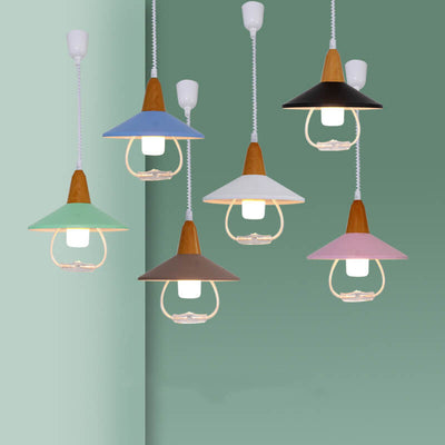 Modern Macaron Aluminum Scalloped Retractable 1-Light Pendant Light