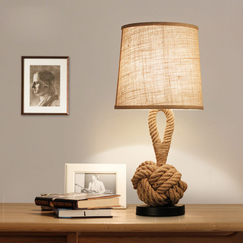 Vintage Fabric Twine Knot 1-Light Table Lamps