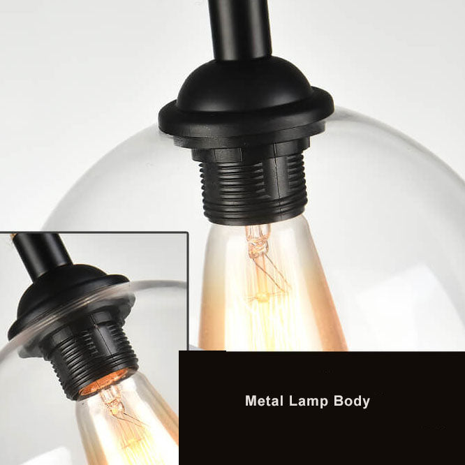 Luminaire suspendu globe en verre à 1 lumière suspendu à une corde rétro 