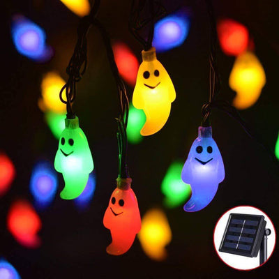 Halloween Ghost LED Fairy Lighting White Battery Solar Powered String Light