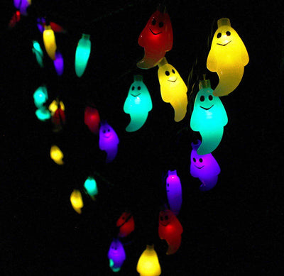 Halloween-Geist-LED-feenhafte Beleuchtung, weiße, batteriebetriebene, solarbetriebene Lichterkette 