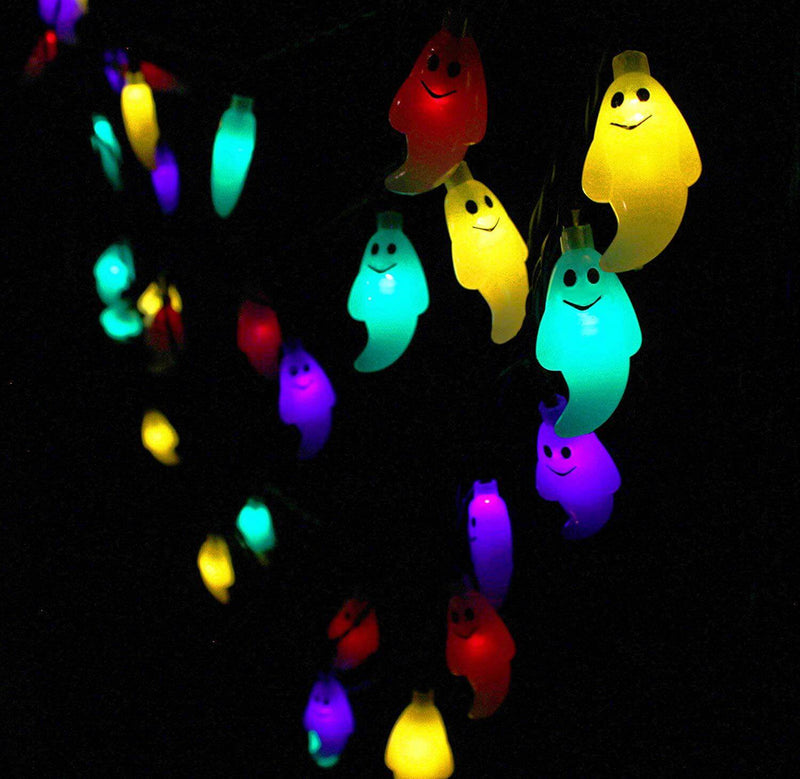 Halloween-Geist-LED-feenhafte Beleuchtung, weiße, batteriebetriebene, solarbetriebene Lichterkette 