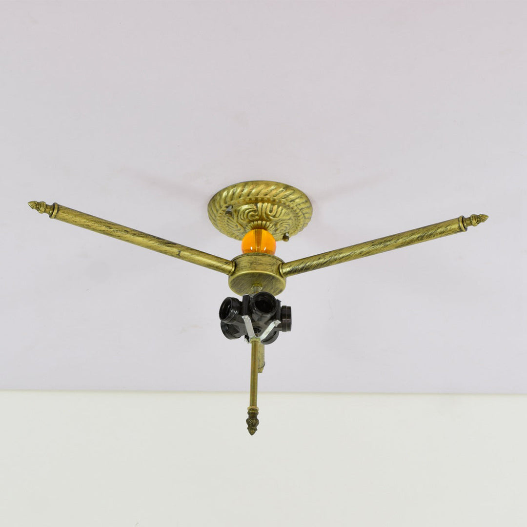Retro Tiffany Red Bottom Dragonfly Design 5-Light Flush Mount Light