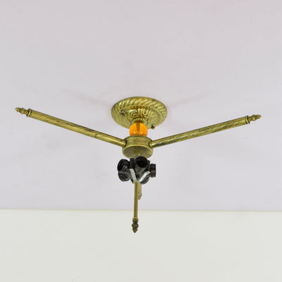 Retro Tiffany Red Bottom Dragonfly Design 5-Light Flush Mount Light