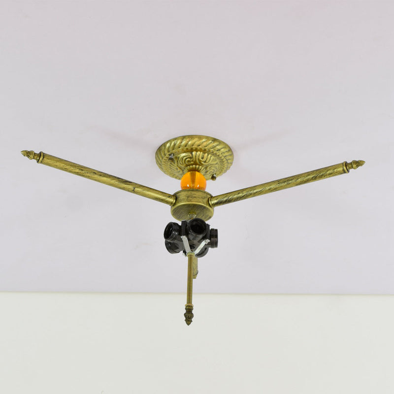 Retro Tiffany Red Bottom Dragonfly Design 5-Light Flush Mount Light