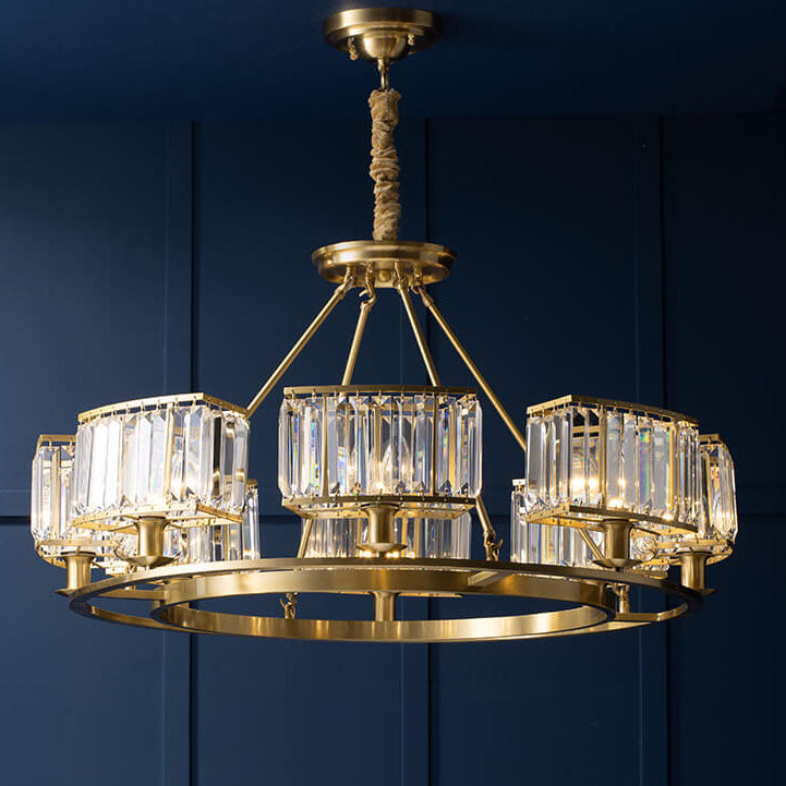 Modern Clear Crystal Cylinder Shade 3/6 Light Round Chandeliers