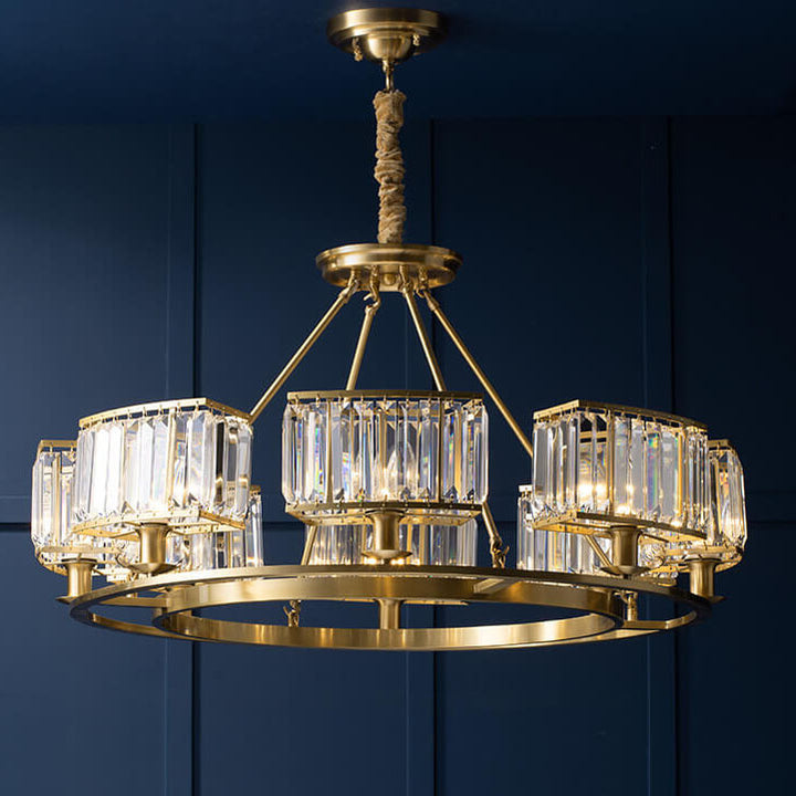 Modern Clear Crystal Cylinder Shade 3/6 Light Round Chandeliers
