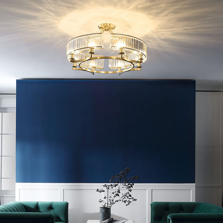 Modern Clear Crystal Cylinder Shade 3/6 Light Round Chandeliers