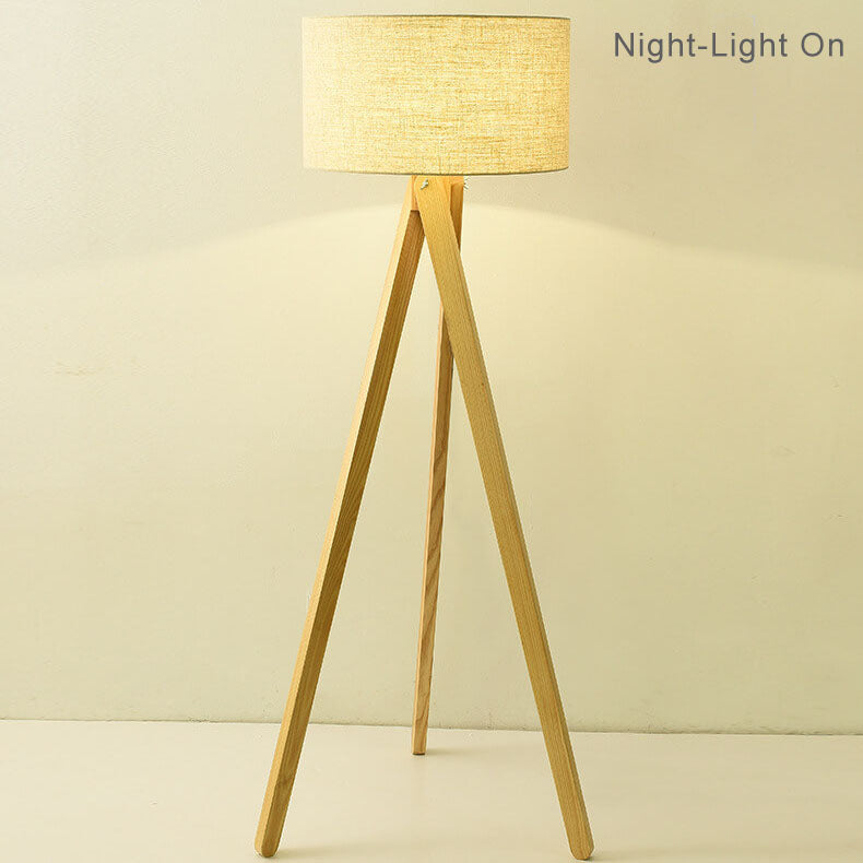 Modern Fabric Wooden 1-Light Floor Lamps