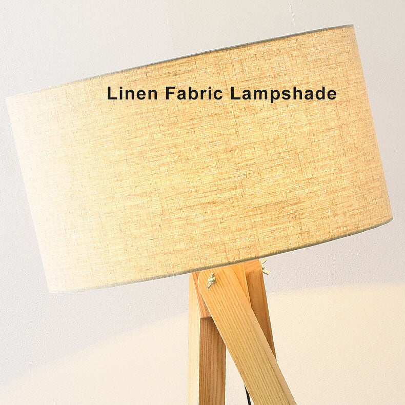 Modern Fabric Wooden 1-Light Floor Lamps