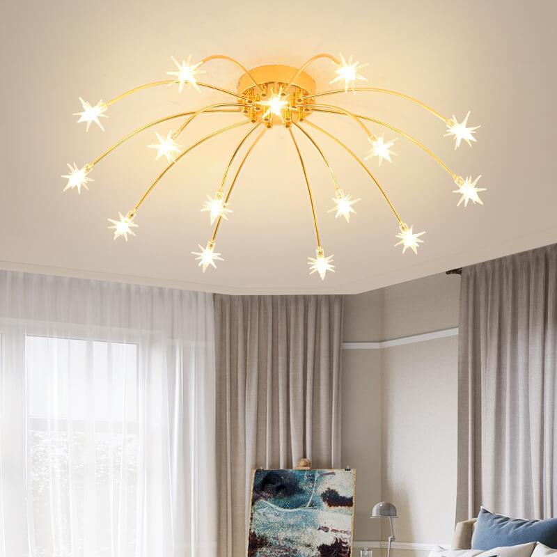Moderne Kristall 15-Licht Stern Eisblumen Schirm LED-Deckenleuchte 