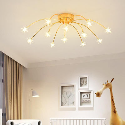 Modern Crystal 15-Light Star Ice Flower Shade LED Flush Mount Lighting