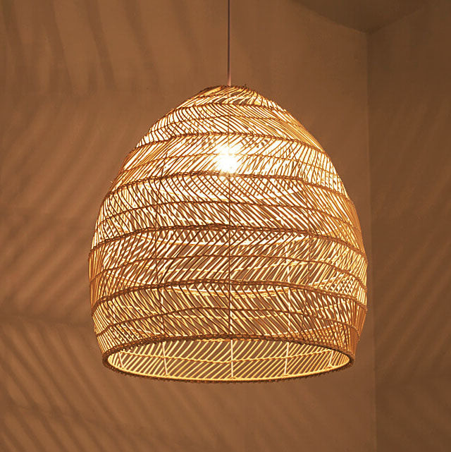 Rattan Weben 1-Licht Kuppel Pendelleuchte 