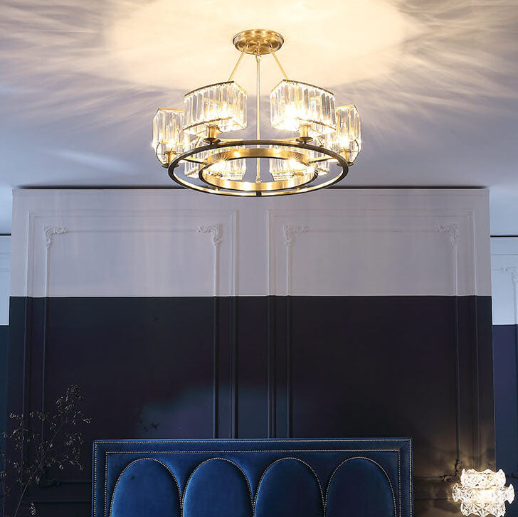 Modern Clear Crystal Cylinder Shade 3/6 Light Round Chandeliers