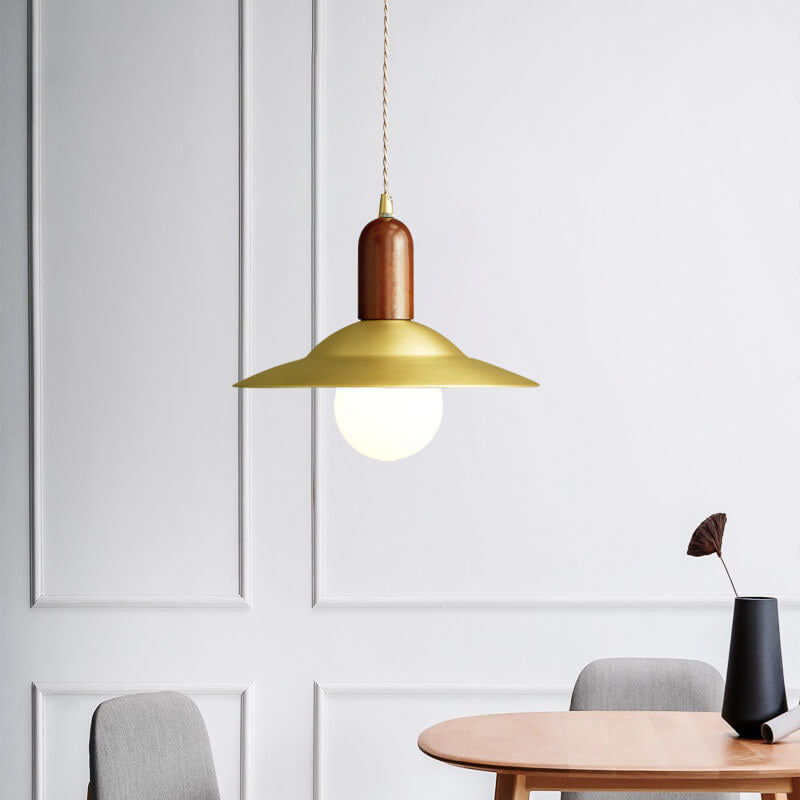 Nordic Vintage Brass Flared 1-Light Pendant Light