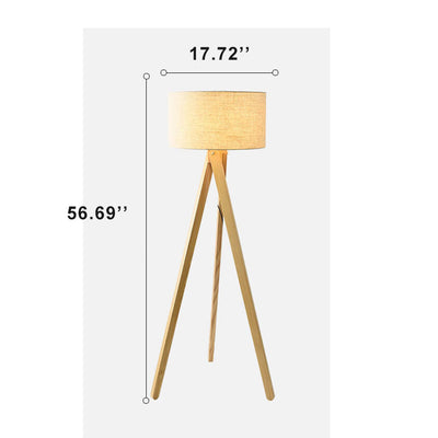 Modern Fabric Wooden 1-Light Floor Lamps