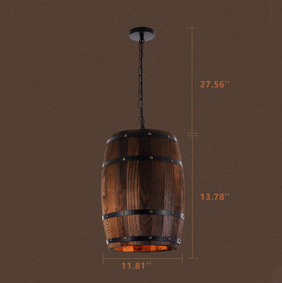 Vintage Wooden Wine Barrel 1-Light Single Barrel Pendant Light