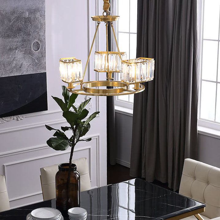 Modern Clear Crystal Cylinder Shade 3/6 Light Round Chandeliers