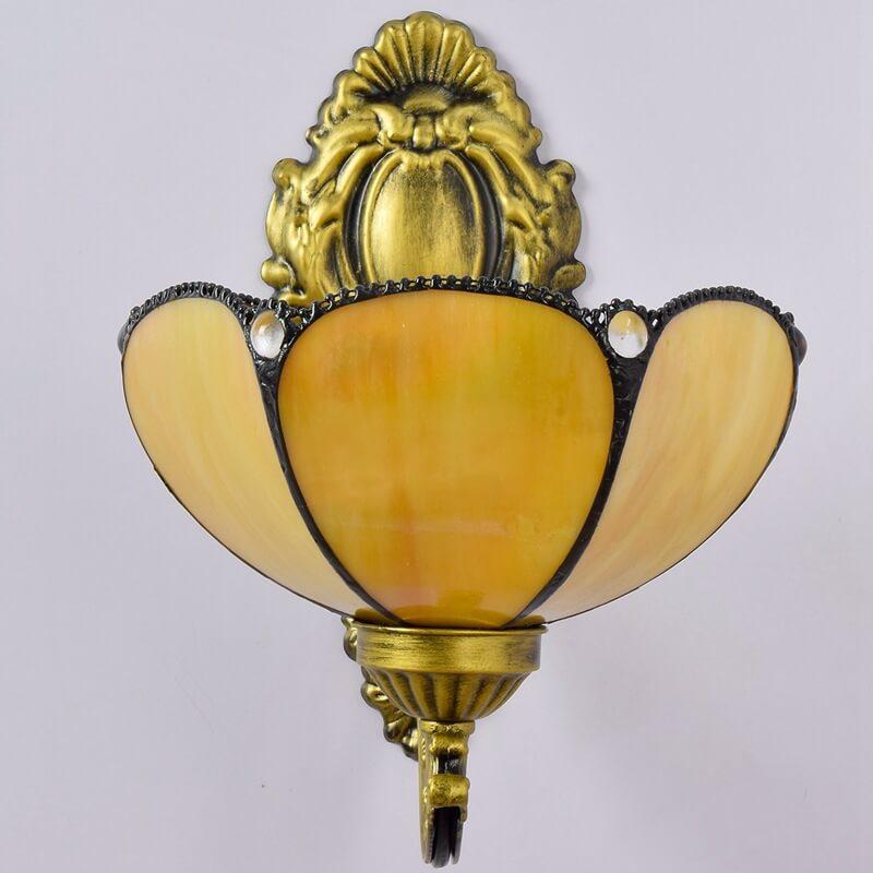 Vintage Tiffany Sunflower Stained Glass 1-Light Wall Sconce Lamp