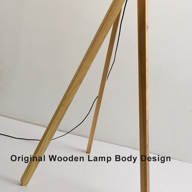 Modern Fabric Wooden 1-Light Floor Lamps