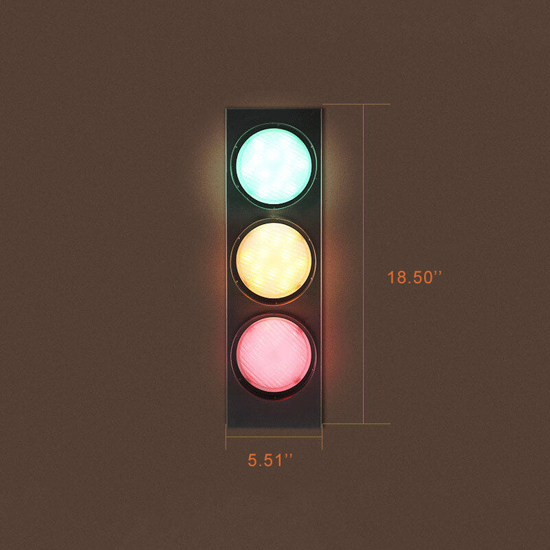 Applique murale LED à 3 lumières en métal créatif industriel pour feu de signalisation 