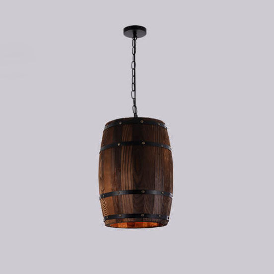 Vintage Wooden Wine Barrel 1-Light Single Barrel Pendant Light