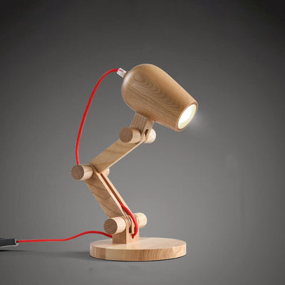 Nordic Creative Wooden Robot 1-Light Tischlampe 