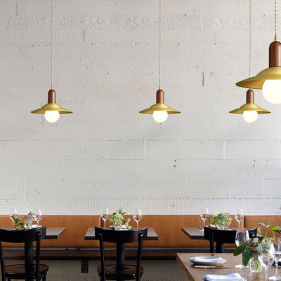 Nordic Vintage Brass Flared 1-Light Pendant Light