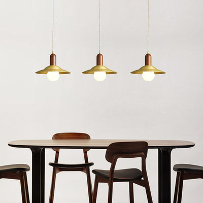 Nordic Vintage Brass Flared 1-Light Pendant Light