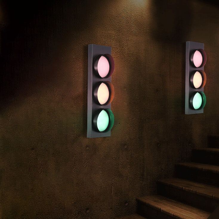 Applique murale LED à 3 lumières en métal créatif industriel pour feu de signalisation 