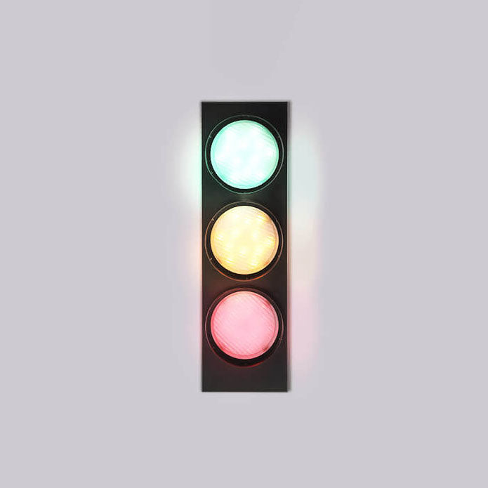 Applique murale LED à 3 lumières en métal créatif industriel pour feu de signalisation 