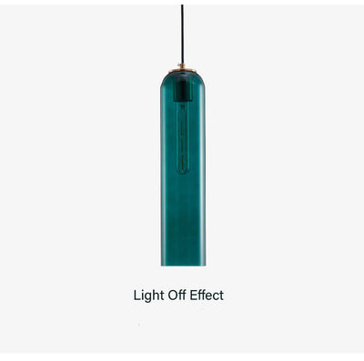 Dark Green Glass 1-light Long Jar Pendant Lamp