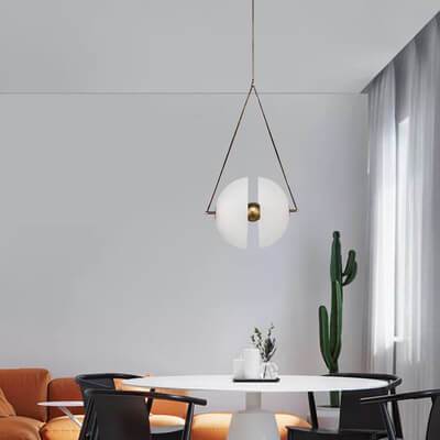 Lámpara colgante LED de vidrio de orbe dividido moderno retro de 2 luces 