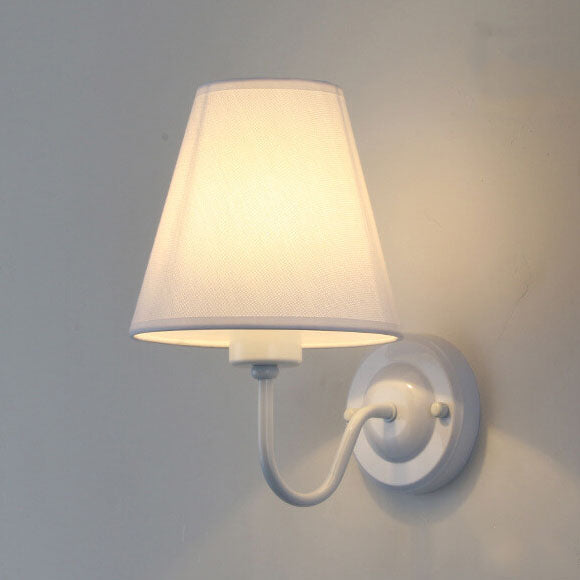 Modern Fabric Bell Shade Bend Arm 1-Light Wall Sconce Lamp